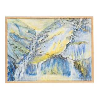 In the Mountains, Mixed Media on Cardboard, Framed For Sale