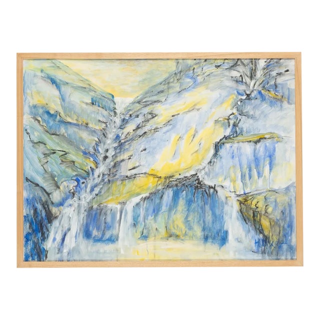 In the Mountains, Mixed Media on Cardboard, Framed For Sale