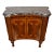 1920 Antique French Louis XVI Walnut Satin Wood Inlaid Marble Top Commode Chest of Drawers For Sale