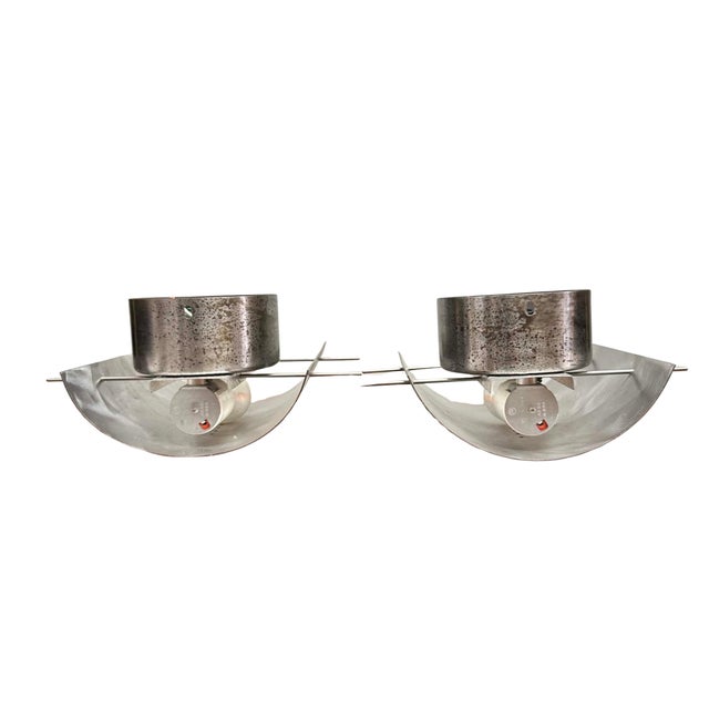 Brutalist Vintage Brutalist Patinated Steel Wall Sconces - a Pair For Sale - Image 3 of 7