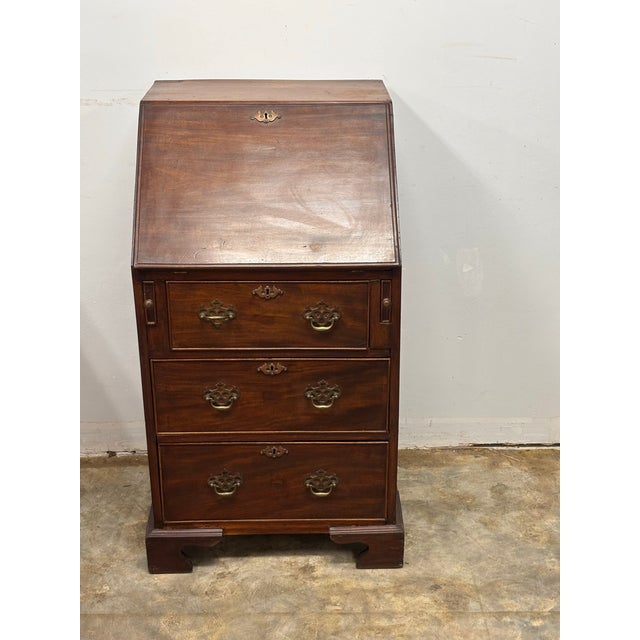 Antique English Georgian Mahogany Slant Front Bureau Desk For Sale - Image 4 of 12