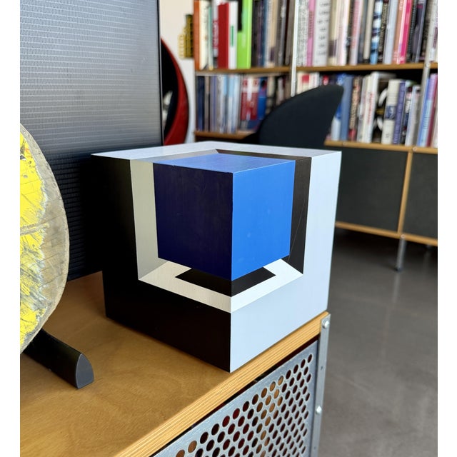 Designed by Frank Grimaldi in 1993, this original "SeeTheCube" sculpture was produced by the Frank Grimaldi Family Gallery...