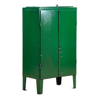 Industrial Iron Green Cabinet, 1970s For Sale