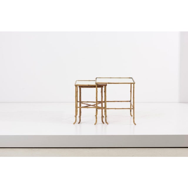 Nesting Tables with Mirrors by Maison Baguès, France, Set of 3 For Sale - Image 17 of 18