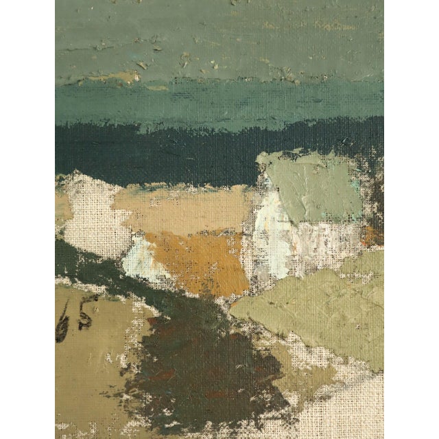 1965 Mid-Century Modern 'Coastal Fields' Vintage Swedish Original Landscape Oil Painting, Framed For Sale - Image 10 of 13