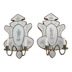 Pair of 19th Century Venetian Mirror Wall Sconces