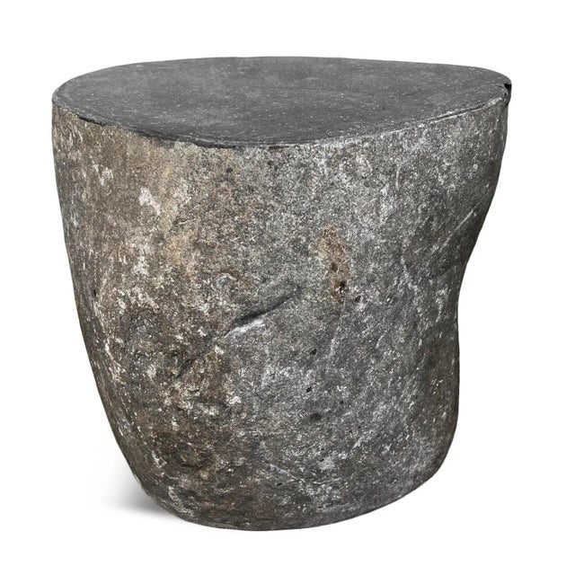 Contemporary Vintage Rustic Outdoor Boulder Stool Side Table For Sale - Image 3 of 5