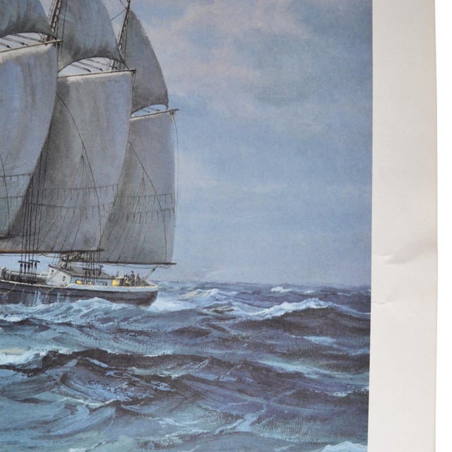 Sky Blue Artist Proof the Rouse Simmons "Christmas Tree Schooner" Offset Lithograph by Charles Vickery For Sale - Image 8 of 8