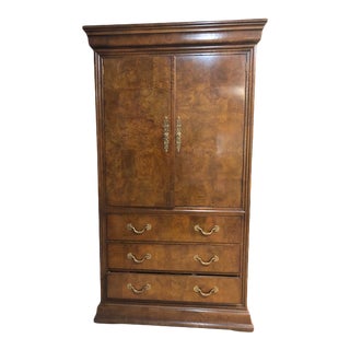 Late 20th Century Henredon Burled Elm Finish Armoire For Sale