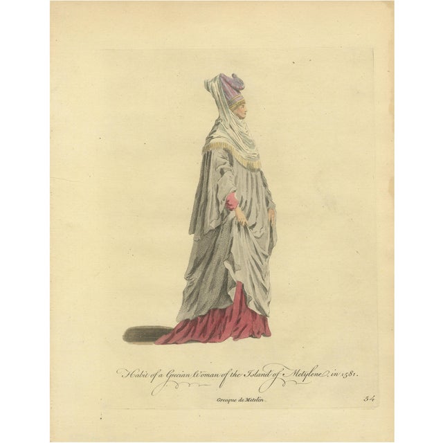 Jefferys, Grecian Woman of Meteline Costume, 1749, Print For Sale