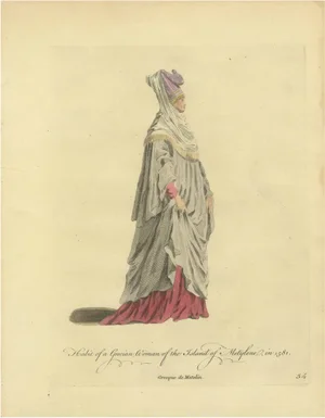 Jefferys, Grecian Woman of Meteline Costume, 1749, Print