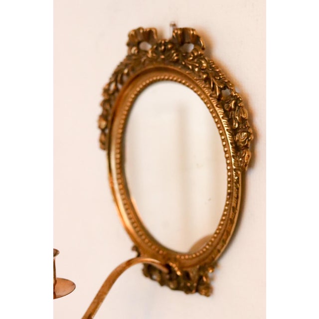 Gold Swedish Brass Sconces with Mirrors, Set of 2 For Sale - Image 8 of 9