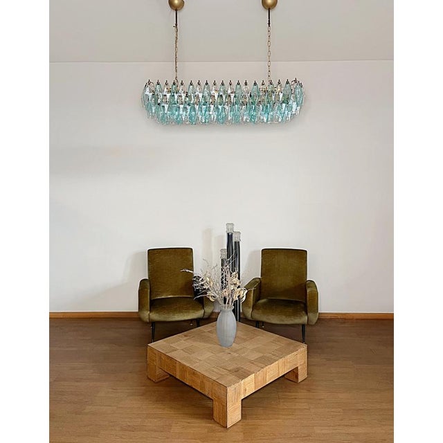1990s Turquoise and Clear Murano Glass Poliedri Chandelier by Carlo Scarpa For Sale - Image 5 of 18
