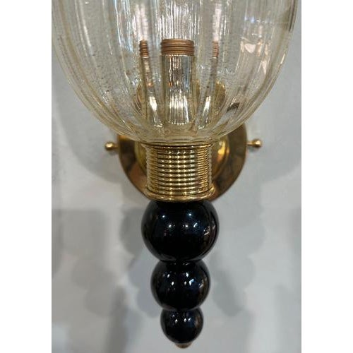 Brass and Glass Murano Wall Sconces, 1990, Set of 2 For Sale - Image 11 of 18