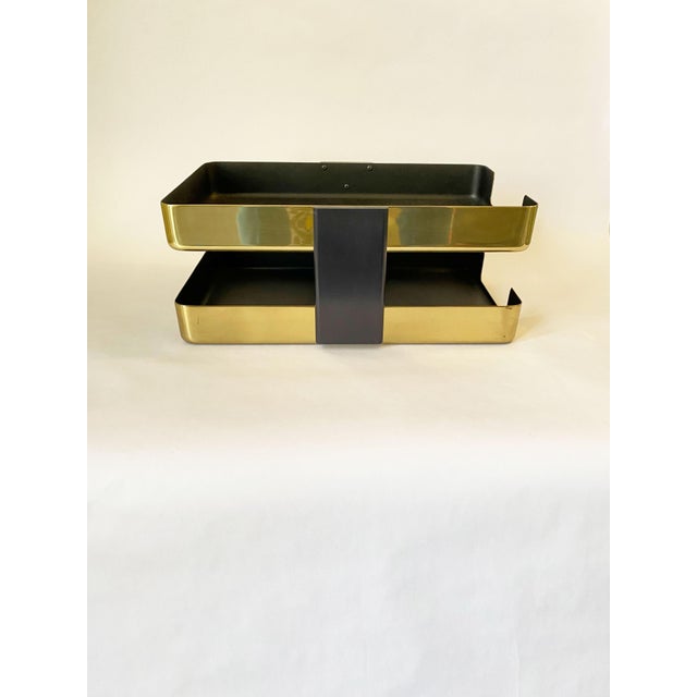 2Tiered Vintage Mirror Brass Letter Tray by Smith Metal Arts and