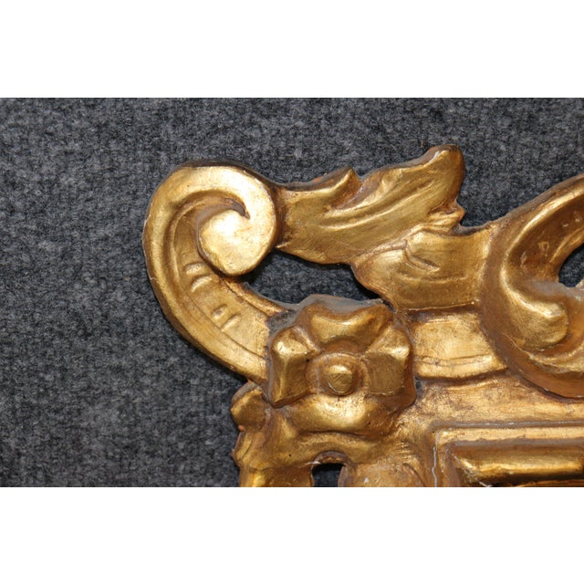 Italian Rococo Style Floral Gilt Carved Wall Hanging Mirror C. 1940's For Sale - Image 9 of 9