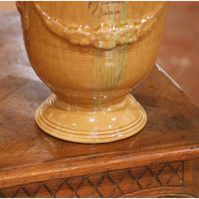 Pair of French Anduze Terracotta Planters in Ochre Glaze Signed La Madeleine For Sale In Dallas - Image 6 of 9