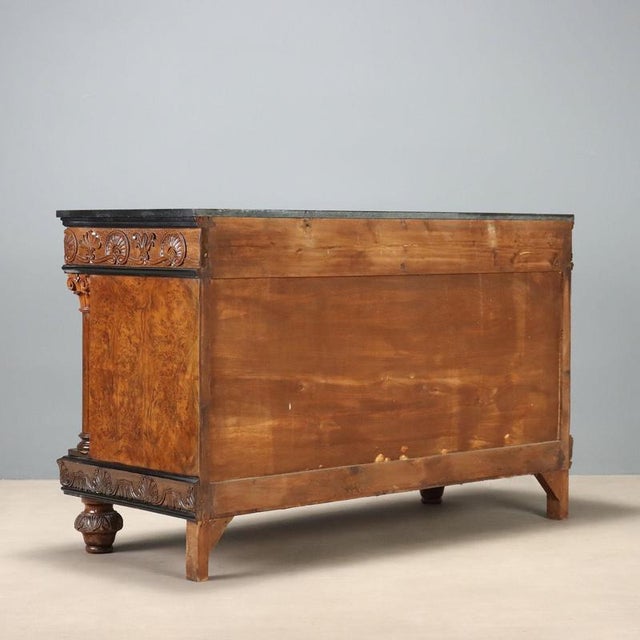 Walnut and Burl Chest of Drawers with Marble Top For Sale - Image 14 of 15