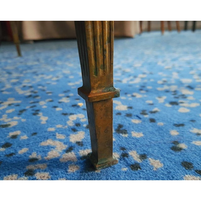 Hollywood Regency Coffee Table in Gilded Bronze and Green Alpine Marble, France, 1950s For Sale - Image 3 of 15