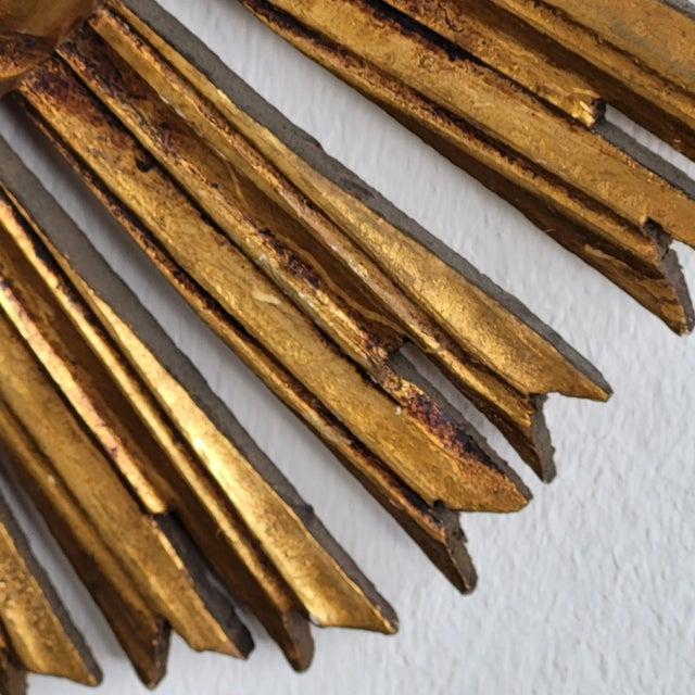 Mid-Century Modern Mid-Century Giltwood Sunburst Mirror, 1950s For Sale - Image 3 of 4