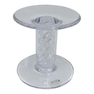 Simon Pearce Signed Stratton Hand-Blown Pillar Air Twist Candle Holder For Sale