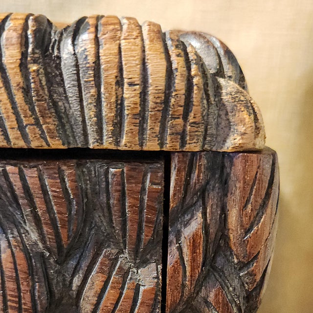 Mid 20th Century Hand-Carved Wooden Keepsake Trunk – Vintage Figural Scene, Boho Decor For Sale - Image 9 of 15