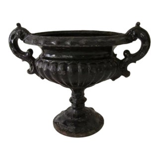 American Small Cast Iron Garden Urn Footed For Sale