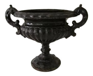 American Small Cast Iron Garden Urn Footed