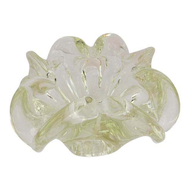 Vintage Murano Blown Glass Clear/Gold Bowl. For Sale