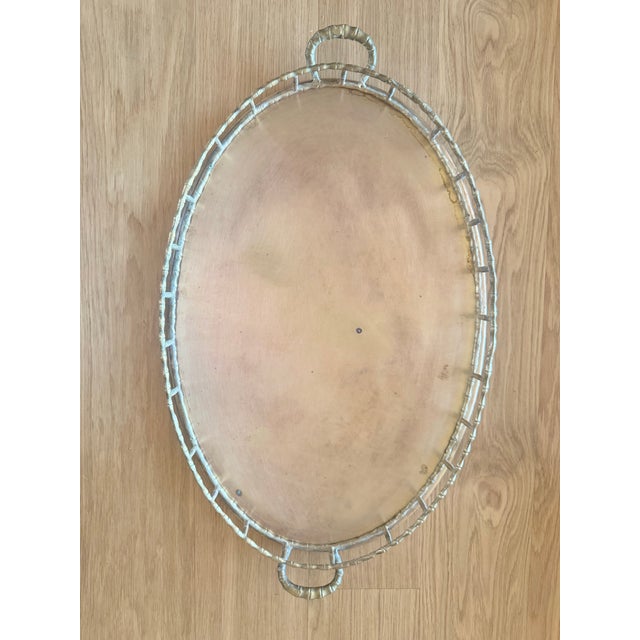 Solid Brass XL Tray With Bamboo-Shaped Rails & Handles, Oval-Shaped For Sale - Image 4 of 12