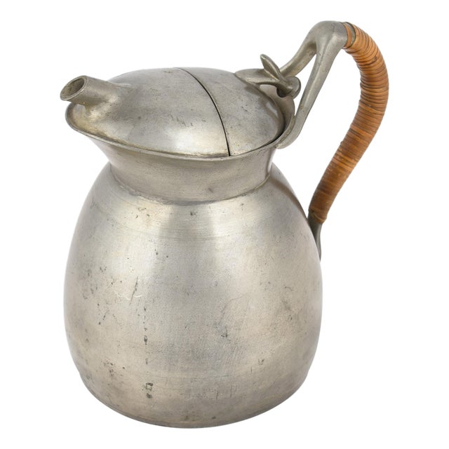 Jugendstil Pewter Pitcher with Wood Handle, Germany, Early 1900s For Sale