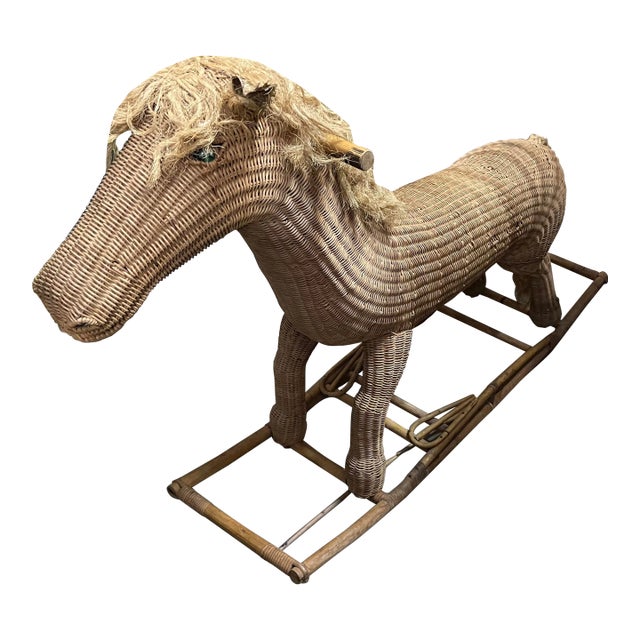 Mid 20th Century Large Oversized Wicker Horse For Sale
