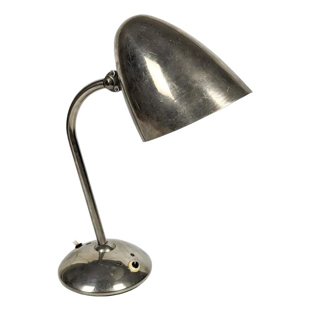 Vintage Nickel Plated Table Lamp by Franta Anýž, 1930s For Sale