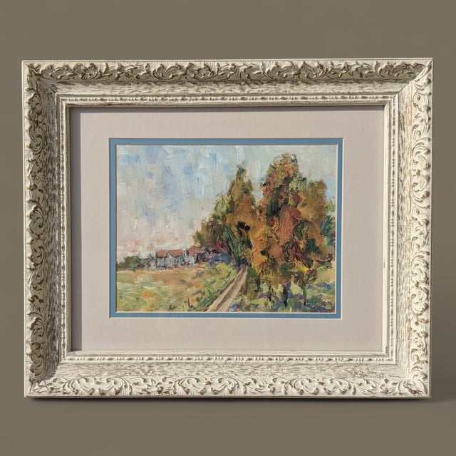 2020s Original Impressionist Fall Farmland Landscape Oil Painting Framed For Sale - Image 5 of 9