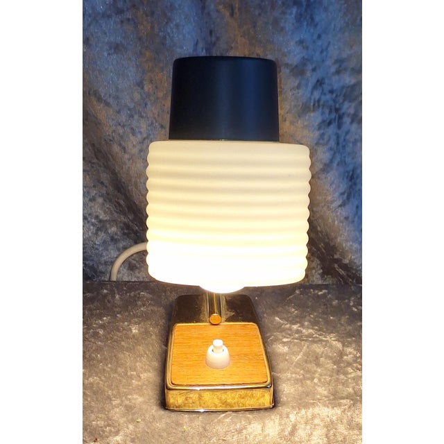 Mid-Century Modern Mid-Century Brass and Teak Wood Table Lamp with White Glass Shade, Germany, 1960s For Sale - Image 3 of 7