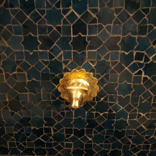 Just arrived !! Petrol Blue handmade Moroccan mosaic tile fountain made in Marrakech, Morocco. This amazing fountain...