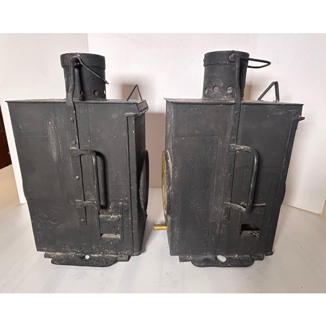 Vintage Railroad Lanterns From Denmark - a Pair For Sale In New York - Image 6 of 12