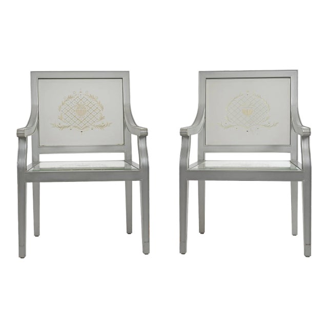 Custom Phillip Starck Mirrored Louis XVI Style Chairs, Cliff Hotel San Francisco - A Pair For Sale