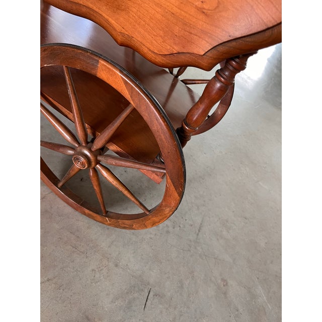 Mid 20th Century Walnut Drop Leaf Tea Table/Bar Cart For Sale - Image 11 of 12