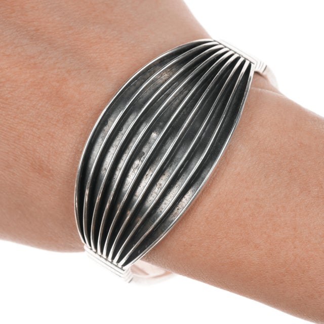 6.25" Felix Joe Navajo banded Sterling cuff bracelet. No issues, measurements in pics. Marked or unmarked as shown in...