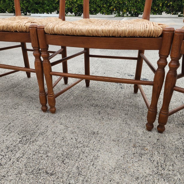 Vintage Ladder Back Rush Seat Dining Chairs Set of 4 For Sale - Image 12 of 12