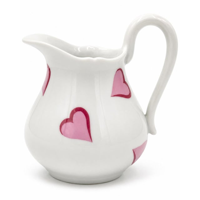 Mid 20th Century Mid 20th Century D. Porthault Paris Limoges Porcelain Coeurs Pink Hearts Creamer For Sale - Image 5 of 8