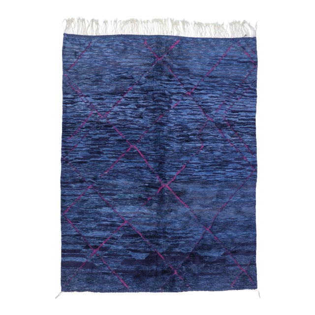 Blue Beni Mrirt Moroccan Rug - 09'01 X 11'09 For Sale