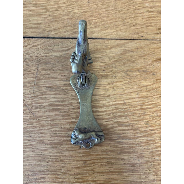 Mid 20th Century Vintage English Brass Horse and Fox Hunt Equestrian Door Knocker For Sale - Image 5 of 5