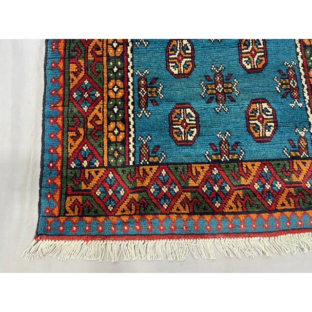 Blue Blue Turkmen Style Tribal Runner Rug With Geometric Motifs, 2'9" X 9'4" For Sale - Image 8 of 15