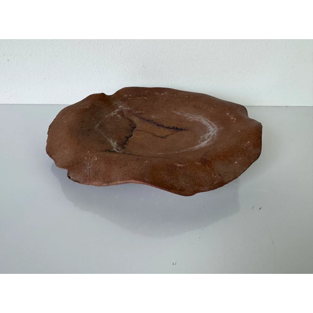 Brown 1980s Vintage Organic Abstract Studio Pottery Plate by N. Bloom For Sale - Image 8 of 12
