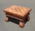 French Country Vintage French Country Oak Checkered Brown Footstool For Sale - Image 3 of 12