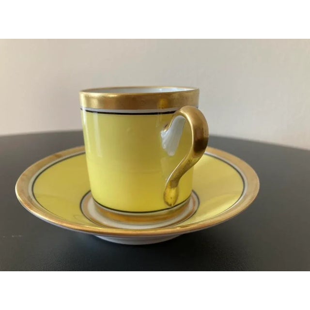 Late 20th Century Vintage Italian Richard Ginori Contessa Yellow and Gold Porcelain Coffee Espresso Tea Cup and Saucer For Sale - Image 5 of 12