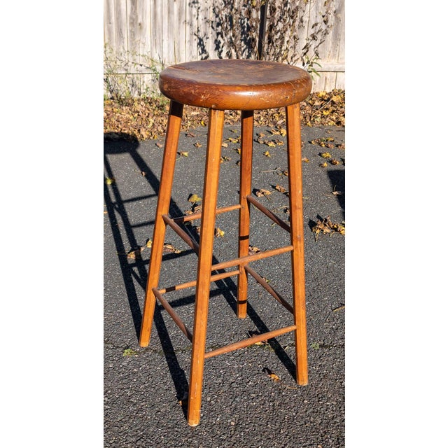 19th Century American Windsor Style Tall Stool or Pedestal Stand For Sale - Image 4 of 15