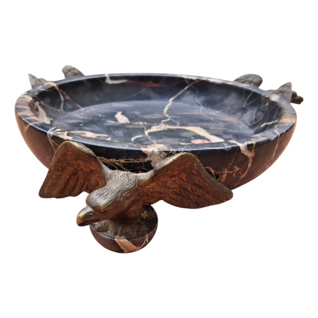 Antique Marble Centerpiece with Bronze Eagles, 1890s For Sale